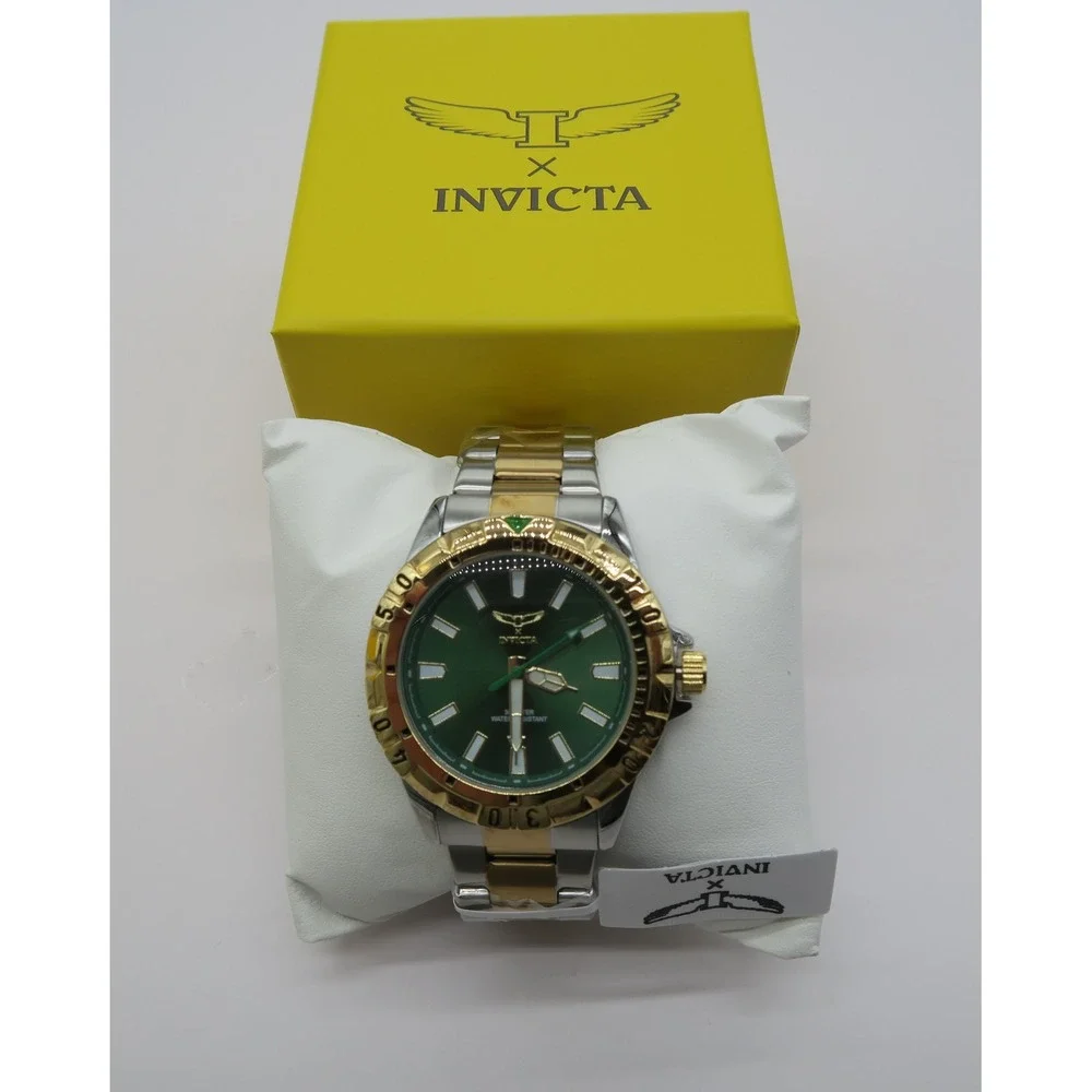 Invicta Specialty Mens Watch Two Tone Gold Silver Green Dial 39038 New in Box